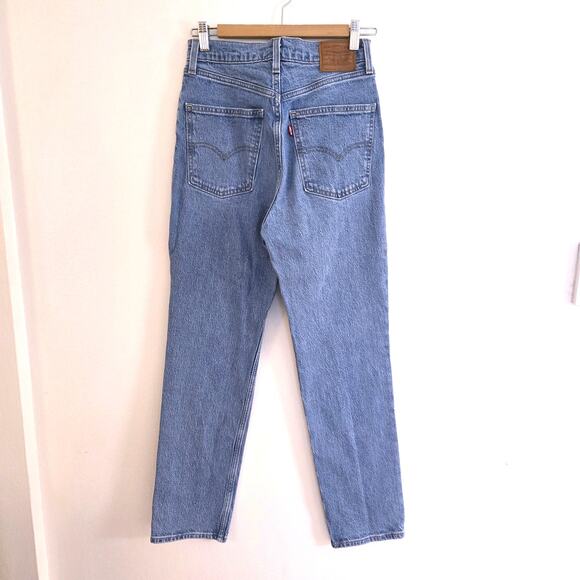 Levi's Premium 70s High Slim Straight Jeans W27 L29 Light Wash - Picture 3 of 13